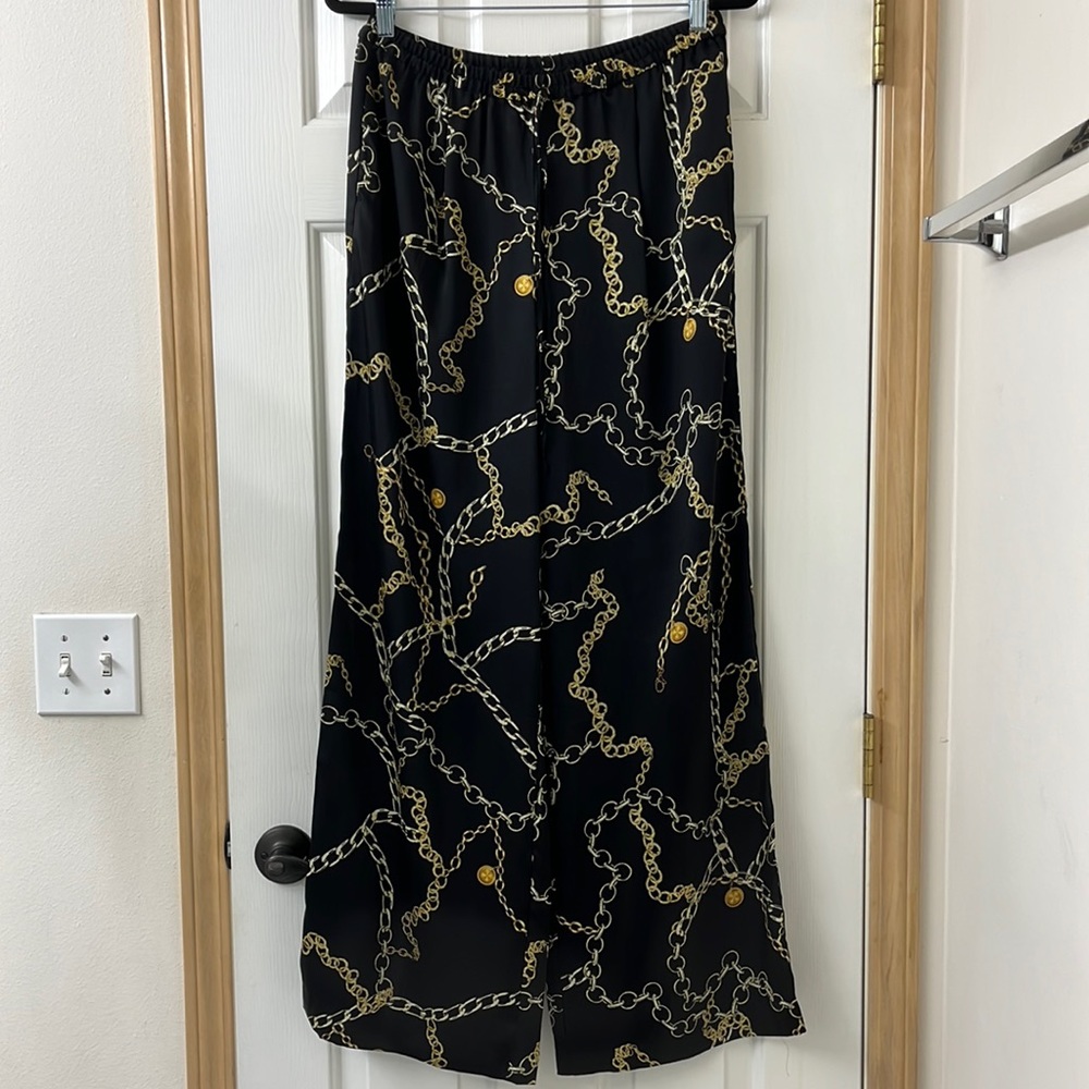Mango Chain Print Wide Leg Pants